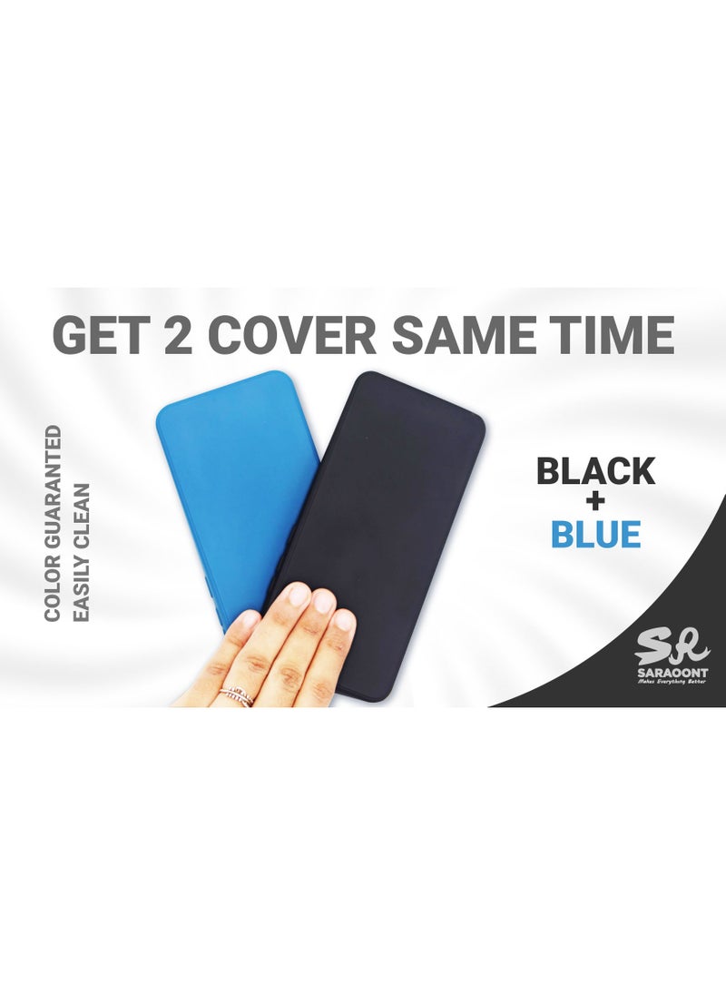 SARAOONT Samsung Galaxy M55- 2-Pack Matte Silicone Case Cover - Slim, Colorful, Good Grip (Black, Blue)  - Image 2