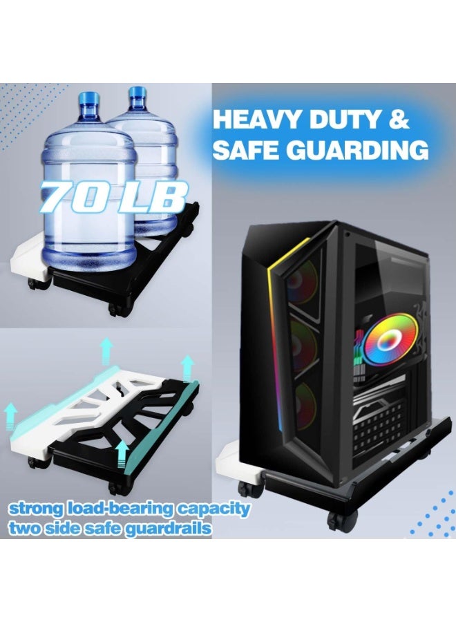 NANAO حامل كمبيوتر، حامل وحدة المعالجة المركزية مع عجلات متحركة تحت المكتب، حامل كمبيوتر محمول، عربة أرضية مهوّاة لأجهزة الكمبيوتر للألعاب، تركيب برج سطح المكتب للاعبين/الطلاب (أسود وأبيض) - Image 4