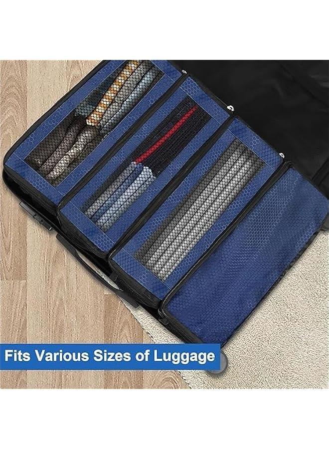 HOOKOR Suitcase Organizer, Hanging Travel Organizer, Portable Hanging Travel Shelves Bag, Carry on Closet for Clothes, Collapsible Hanging Packing Cubes for Carry on Suitcase ﻿ (Navy blue) - Image 2