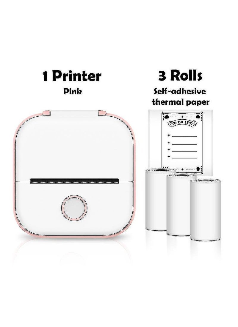 Gulf Trend Mini Portable Thermal Printer – Bluetooth Pocket Printer with 1 Roll Paper | Compact Wireless Inkless Sticker Printer for Notes, Labels, Photos & Lists | Compatible with iOS & Android | Ideal for Journaling, School, Office & Travel | Pink/White - Image 5