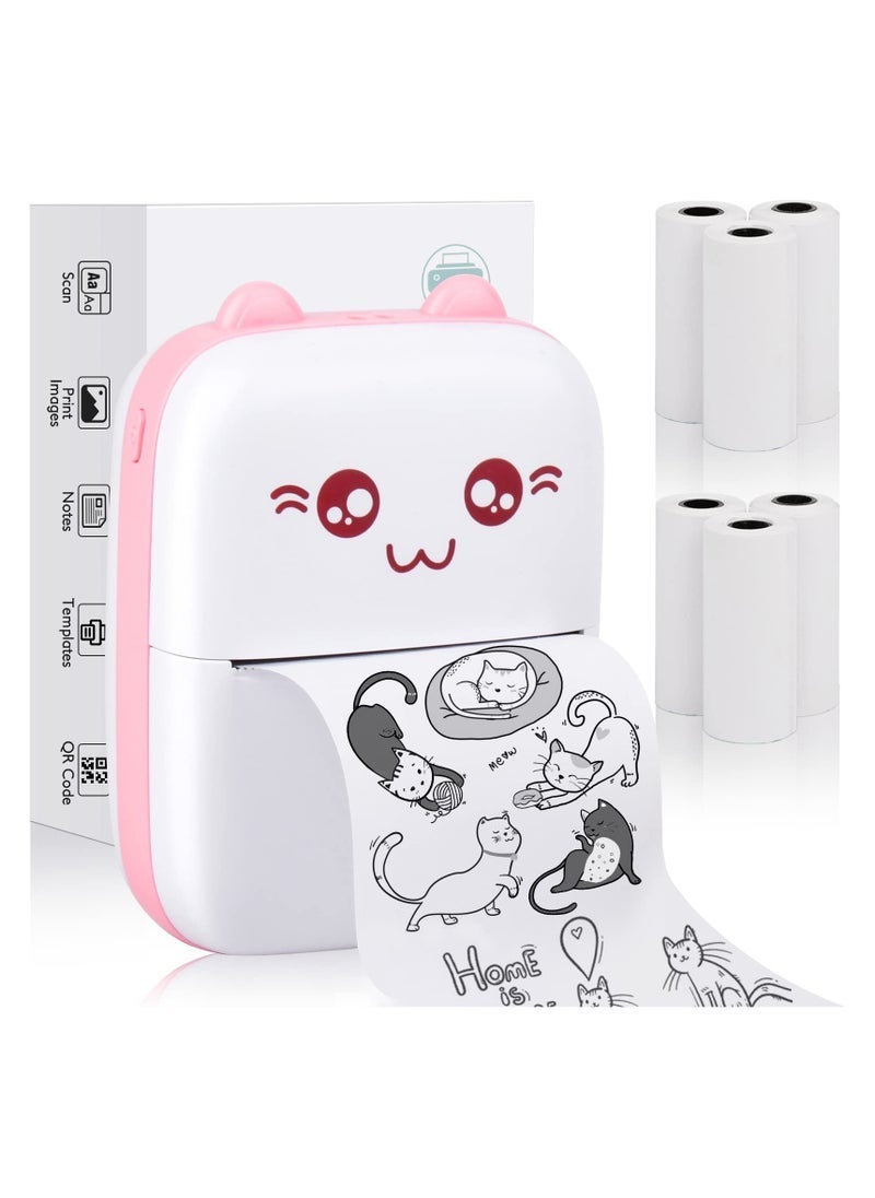 Gulf Trend Mini Portable Thermal Printer – Bluetooth Pocket Printer with 1 Roll Paper | Compact Wireless Inkless Sticker Printer for Notes, Labels, Photos & Lists | Compatible with iOS & Android | Ideal for Journaling, School, Office & Travel | Pink/White - Image 4
