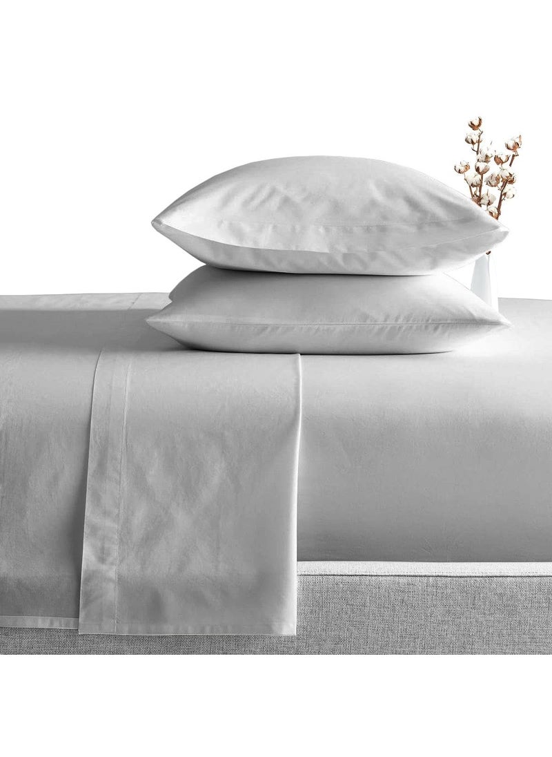 SGI bedding SGI 500 TC 100% Egyptian Cotton Bed Sheets  Luxurious Soft for Premium Hotel Quality 4Pc Sheet Set - 1 Fitted Sheet  1 Flat Sheet & 2 Pillowcase 15"" inch Deep Pocket (Short King  Light Grey Solid)  - Image 1