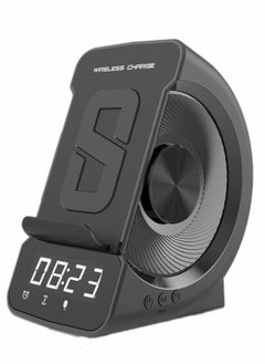 Bluetooth Speaker with Wireless Charger Stand Alarm Clock FM Radio HiFi Sound Quality Stereo Sound Wireless and Wired Charging Simultaneously for iPhone and Android Phone