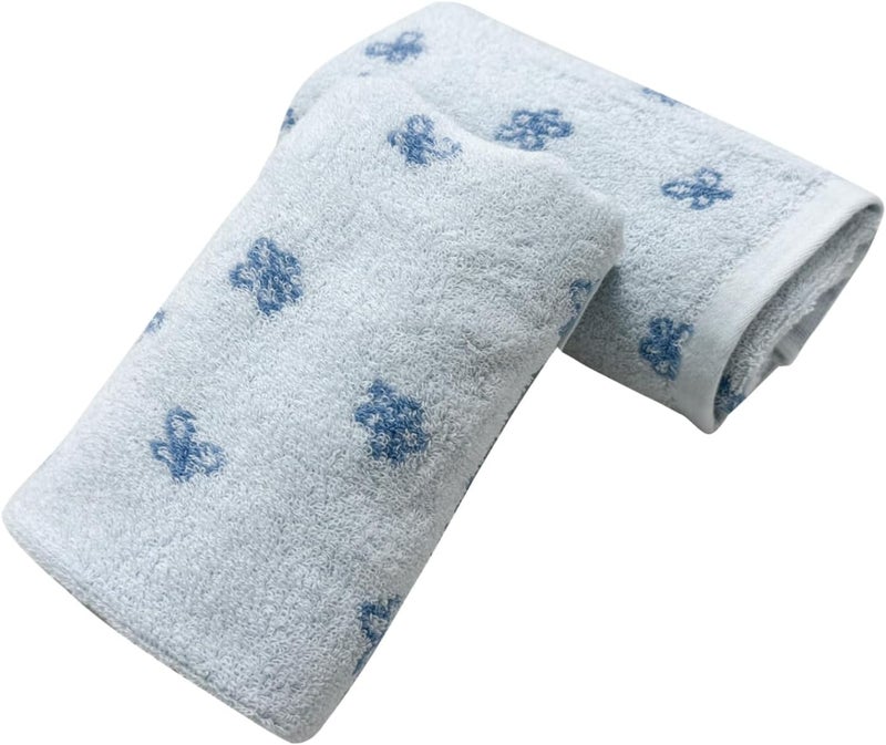 USTIDE Hand Towels for Bathroom 100 Cotton Hand Towels Set Cute Flower Pattern Extra Soft Absorbent 2 Pieces Face Towel Set for Daily Use Blue and White 138 x 295 Inch - Image 2