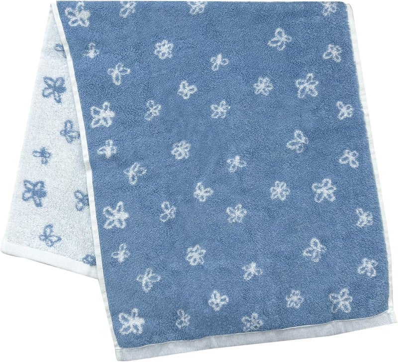 USTIDE Hand Towels for Bathroom 100 Cotton Hand Towels Set Cute Flower Pattern Extra Soft Absorbent 2 Pieces Face Towel Set for Daily Use Blue and White 138 x 295 Inch - Image 4