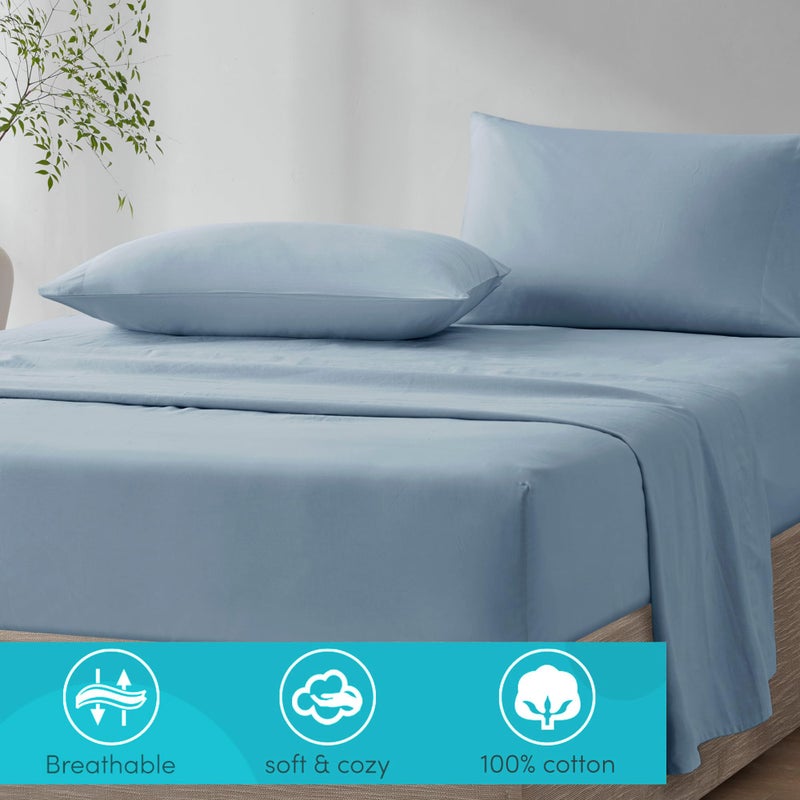 Comfort Spaces 100% Cotton Sheet Set Breathable, Lightweight, Soft with 14" Elastic Pocket Fits up to 16" Mattress, All Season Cozy Bedding, Matching Pillow Case, Full Blue 4 Piece - Image 2