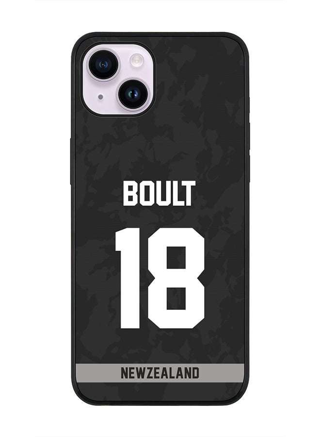 Stylizedd Rugged Black Edge Case iPhone 14 Plus, Slim fit Soft Case Flexible Rubber Edges Thin Cover - Player Name - Trent Boult, Jersey Number- 18 - Image 1