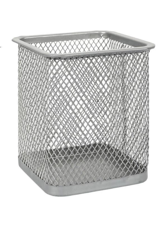 Simaa Square Pen Holder Mesh Rust-Proof Office Metal Creative Minimalist Desktop Storage Silver 20245 - Image 3
