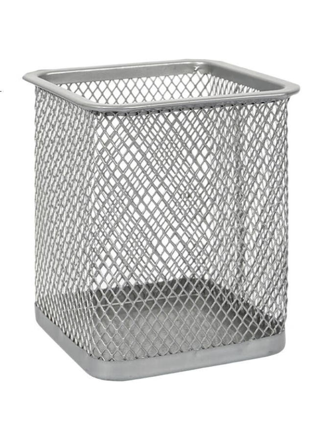 Simaa Square Pen Holder Mesh Rust-Proof Office Metal Creative Minimalist Desktop Storage Silver 20245 - Image 1