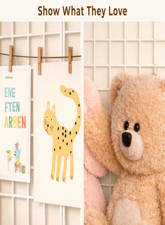 mirolam Over The Door Stuffed Animal Storage Organizer - Stuffed Animal Holder - Behind The Door Plushies Storage - Grid Wall Panels Photo Display - Toddler Girls Boys Kids Playroom Nursery Room Wall Decor - Image 5