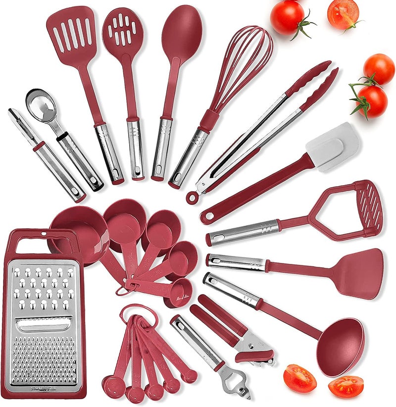 EATEX Nonstick Bakeware Sets with Baking Pans Set, 39 Piece Baking Set with Muffin Pan, Cake Pan & Cookie Sheets for Baking Nonstick Set, Steel Baking Sheets for Oven with Red Kitchen Utensils Set - Image 3