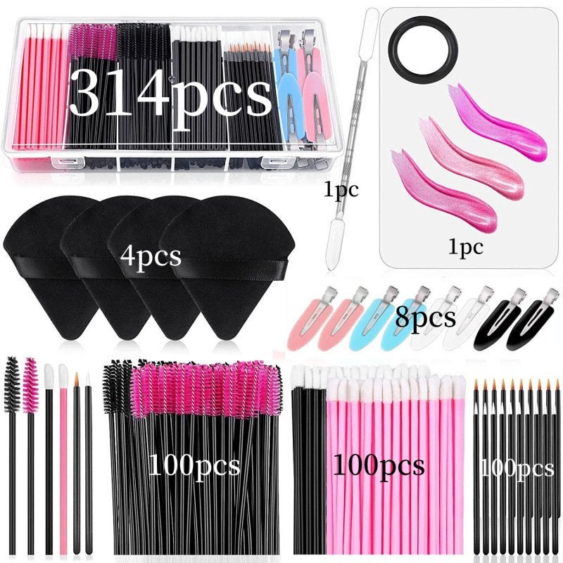 Disposable Makeup Tool Set with Mascara and Eyebrow Brushes - Image 1