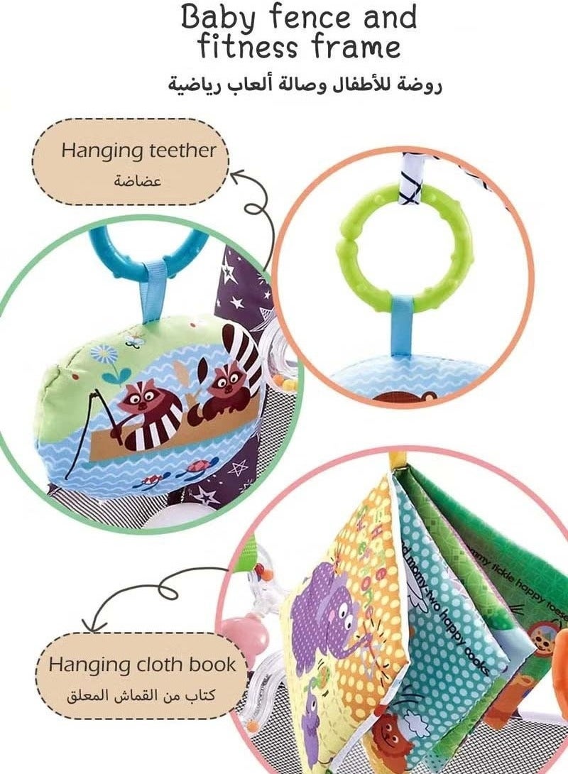 أسيف سجادة لعب للياقة البدنية للأطفال، سجادة لعب وقت الاستلقاء على البطن مع 5 ألعاب معلقة و18 كرة محيطية لتنمية المهارات الحسية والحركية، سجادة لعب غير قابلة للانزلاق وقابلة للغسل للأطفال من عمر 0 ​​إلى 36 شهرًا - Image 2