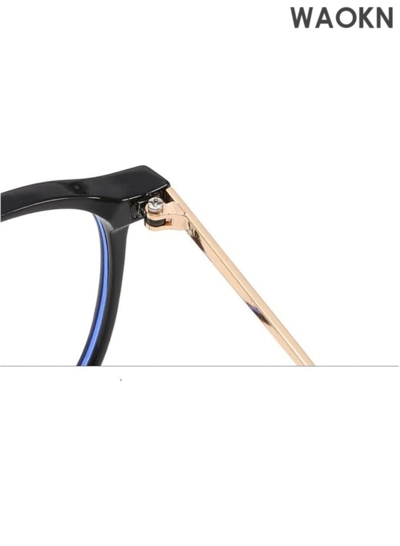 WAOKN Round Large Reading Glasses Anti Glare Computer Readers TR Frame Eyewear. Flat Light Mirror Blue Light Blocking Retro Stylish Round Frame Black .Computer Reading Glasses Anti Blue light Readers Reduce Eyestrain Unisex. - Image 4