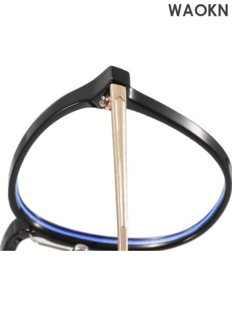 WAOKN Round Large Reading Glasses Anti Glare Computer Readers TR Frame Eyewear. Flat Light Mirror Blue Light Blocking Retro Stylish Round Frame Black .Computer Reading Glasses Anti Blue light Readers Reduce Eyestrain Unisex. - Image 5