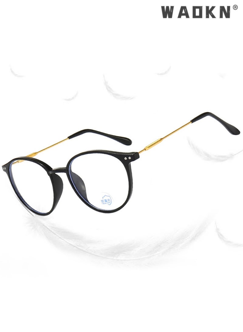 WAOKN Round Large Reading Glasses Anti Glare Computer Readers TR Frame Eyewear. Flat Light Mirror Blue Light Blocking Retro Stylish Round Frame Black .Computer Reading Glasses Anti Blue light Readers Reduce Eyestrain Unisex - Image 3