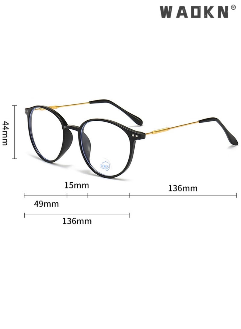 WAOKN Round Large Reading Glasses Anti Glare Computer Readers TR Frame Eyewear. Flat Light Mirror Blue Light Blocking Retro Stylish Round Frame Black .Computer Reading Glasses Anti Blue light Readers Reduce Eyestrain Unisex - Image 5