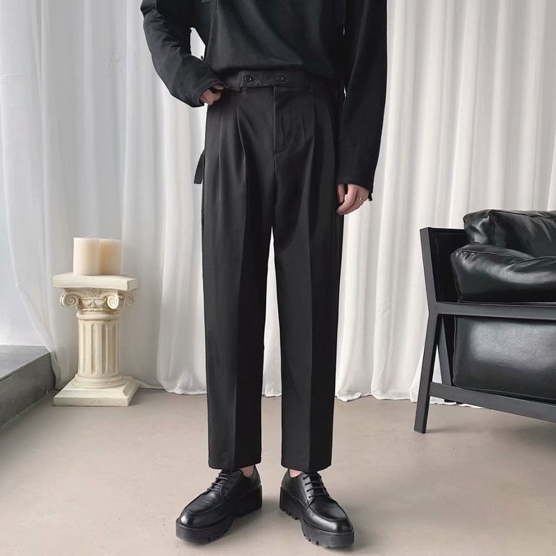 Pendant Sense Loose Straight Pants Iron-Free Tr Casual Pants Korean-Style Trendy Three-Dimensional Cropped Cropped Cropped Trousers - Image 1