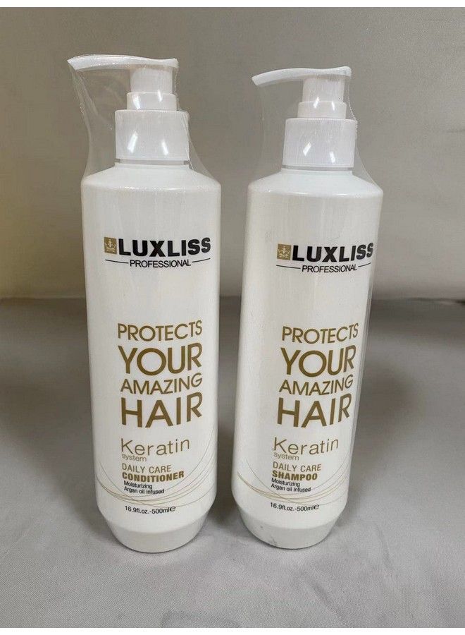 Luxliss شامبو الكيراتين للعناية اليومية وبلسم الكيراتين للعناية اليومية المرطب 16 أونصة سائلة (عبوة من قطعتين) - Image 3