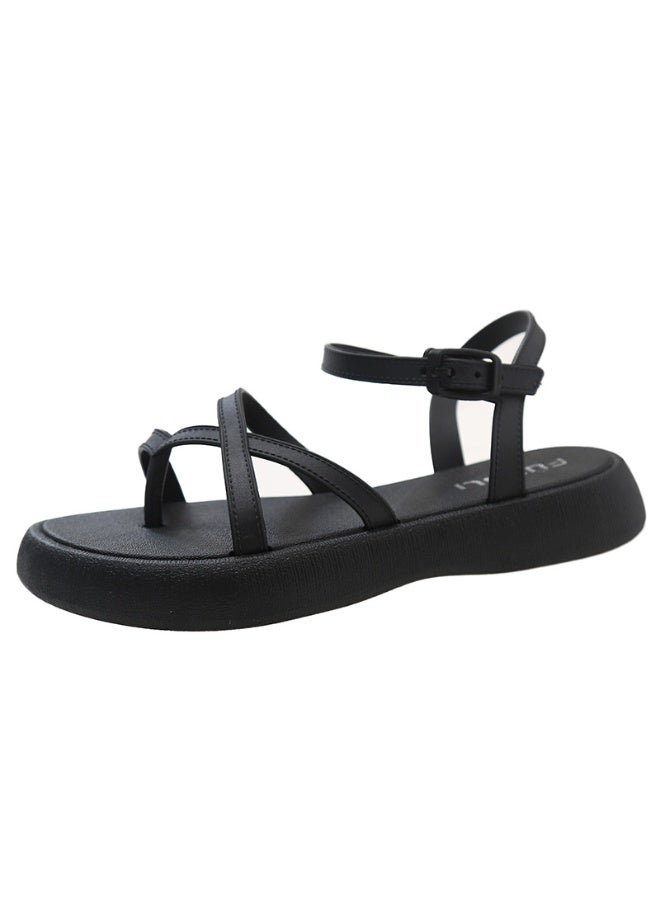 NIBEMINENT Fashionable Casual Women's Sandals Summer  Thick Bottom Strap-On Open Toe Slippers Sweet Style  - Image 2