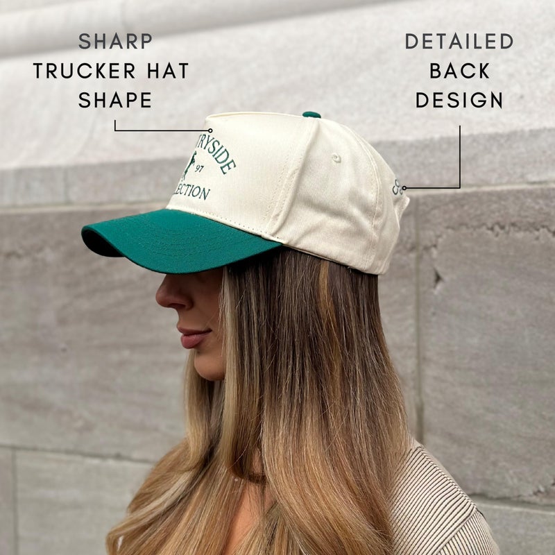 CITRUSY Vintage Western Trucker Hat | Men & Women | Embroidered Trendy Caps | Country Cute Hats for Cowgirls & Cowboys | Camo Denim Cotton Styles | Snapback Hat (Countryside Collection | Green) - Image 5