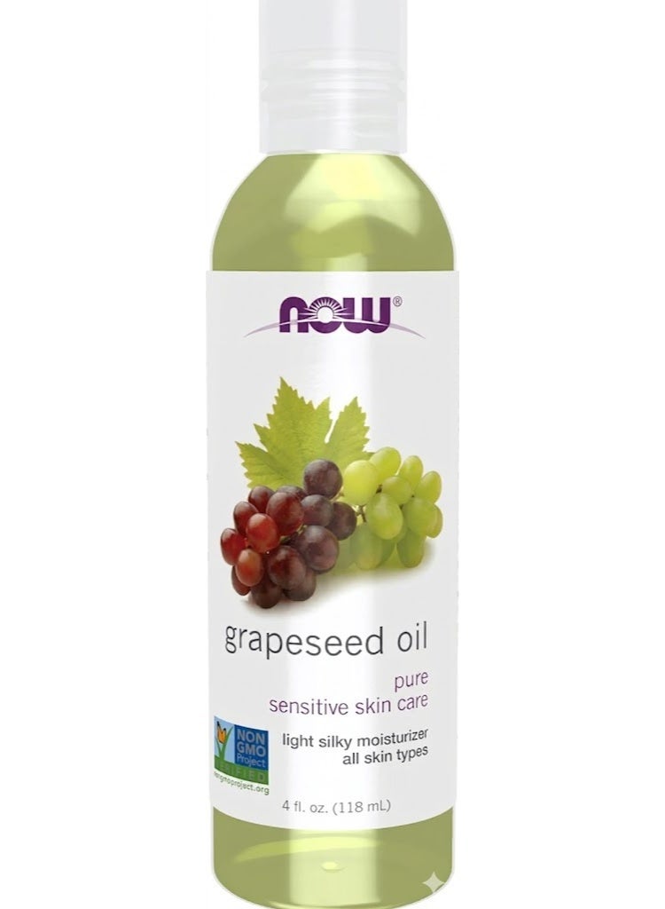 NOW Grape Seed Oil 118ml – Pure, natural oil for moisturizing skin and hair and nourishing the body - Image 1