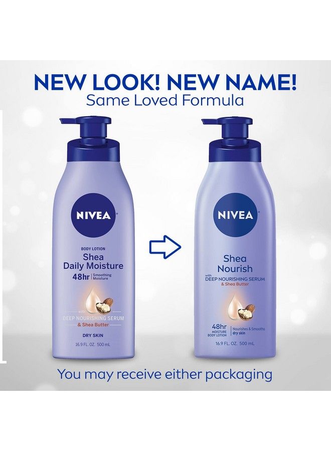 Nivea Shea Nourish Body Lotion Dry Skin Lotion With Shea Butter 16.9 Fl Oz Pump Bottle - Image 3