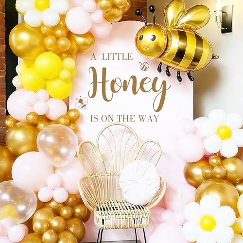 Ladinimo A Little Honey is on The Way Wall Decal,Bee Them Welcome Baby Shower Decor,Gender Reveal Balloon Arch Backdrop Wall Decor for Baby Party,boy and Girl Gender Reveal Backdrop Decor (Bee Them Decal) - Image 4