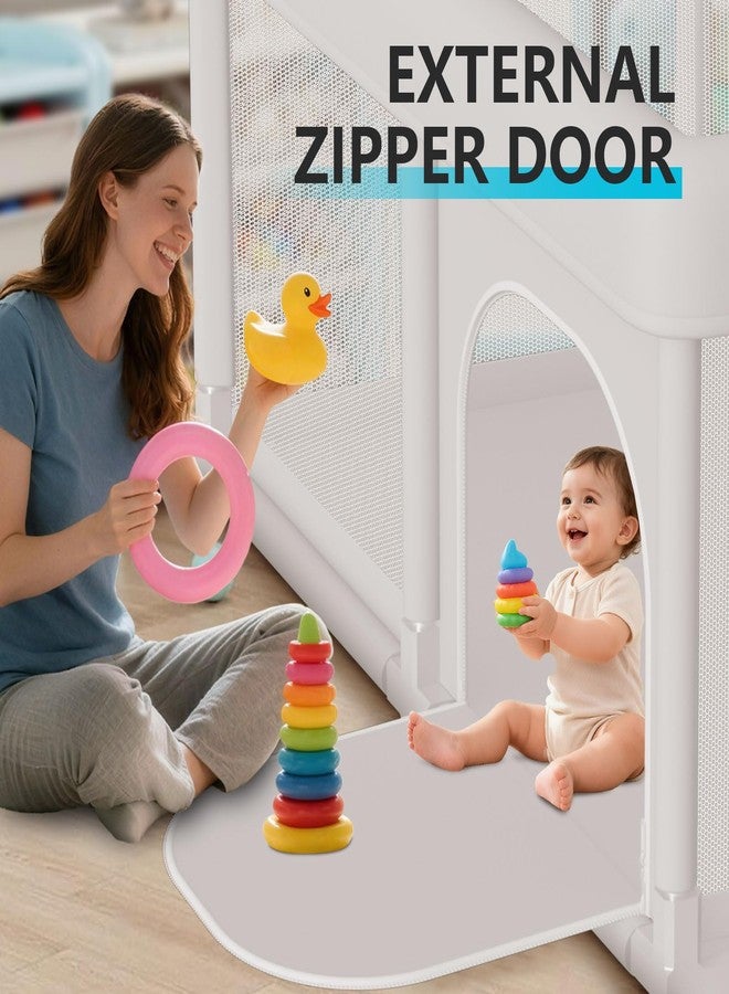 Hiaksedt Baby Playpen 74"x50" Play Pens for Babies and Toddlers, Large Play Yards for Indoor & Outdoor with Zipper Gates, Breathable Mesh with Anti-Slip Base - Image 4