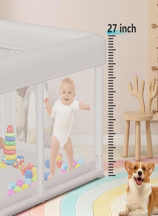 Hiaksedt Baby Playpen 74"x50" Play Pens for Babies and Toddlers, Large Play Yards for Indoor & Outdoor with Zipper Gates, Breathable Mesh with Anti-Slip Base - Image 5
