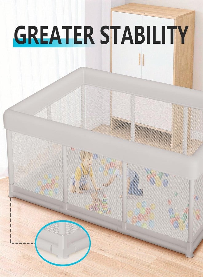 Hiaksedt Baby Playpen 74"x50" Play Pens for Babies and Toddlers, Large Play Yards for Indoor & Outdoor with Zipper Gates, Breathable Mesh with Anti-Slip Base - Image 2