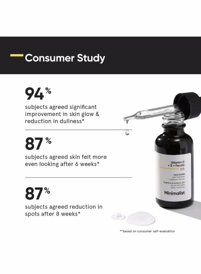 MINIMALIST Minimalist 16% Vitamin C Face Serum (Advanced) With Vit E, & Ferulic Acid For Glowing Skin | Advanced Brightening & Protection  - Image 3