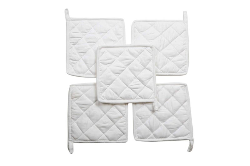 HM Covers Pot Holders 100% Cotton (Pack of 10) Pot Holder 7"" x 7"" Square  Solid White Color Everyday Quality Kitchen Cooking  Heat Resistance!! - Image 1