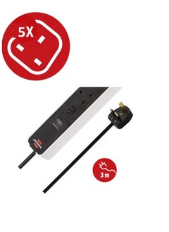 Brennenstuhl Brennenstuhl Ecolor 5-way extension lead in nice white/black 3 m cable On/Off switch 5 connectors  - Image 2