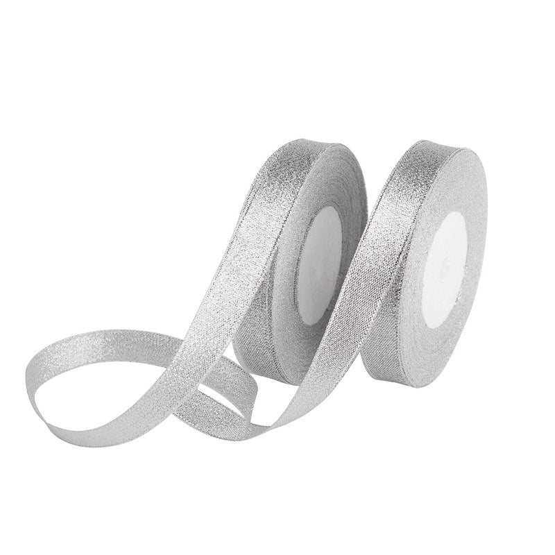 Feyarl DIY Crafts Glitter Metallic Ribbon 5/8-inch Wide Sparkly Fabric Ribbon for Gift Crafters Sewing Brithday (Design # No 1, Hair Bows Floral Projects (Gold & Silver)) - Image 5