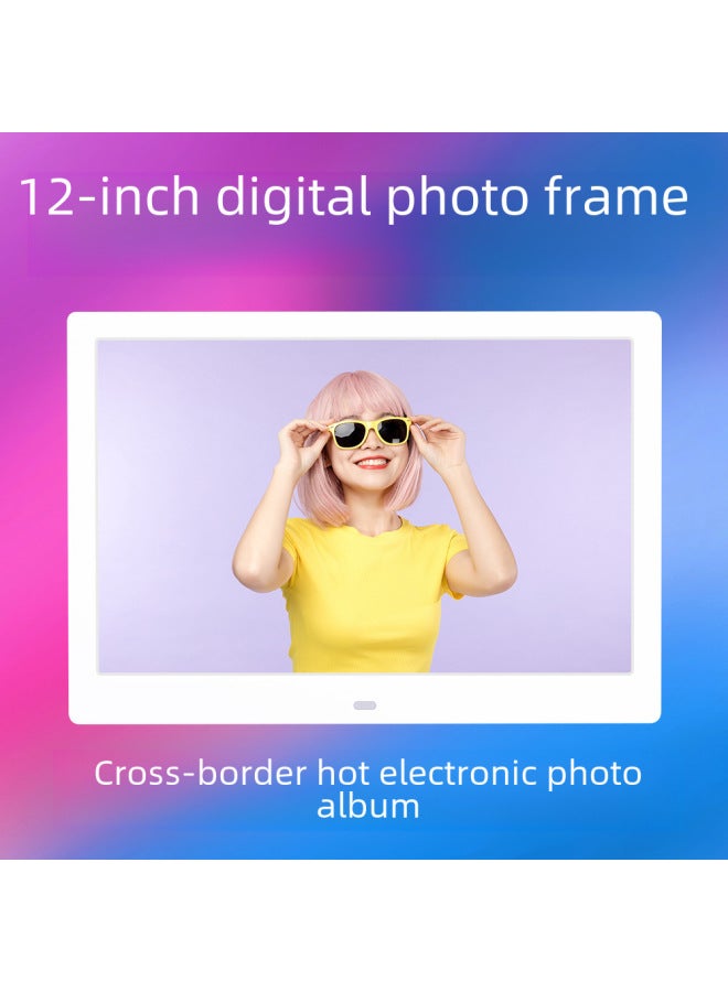 12-inch Digital Photo Frame Electronic Album U-disk Sd Card Loop Playback Picture Video Advertising Machine Calendar Alarm Clock-Color:Please Note The Specifications Of The Power Plug When Placing An Order  - Image 2