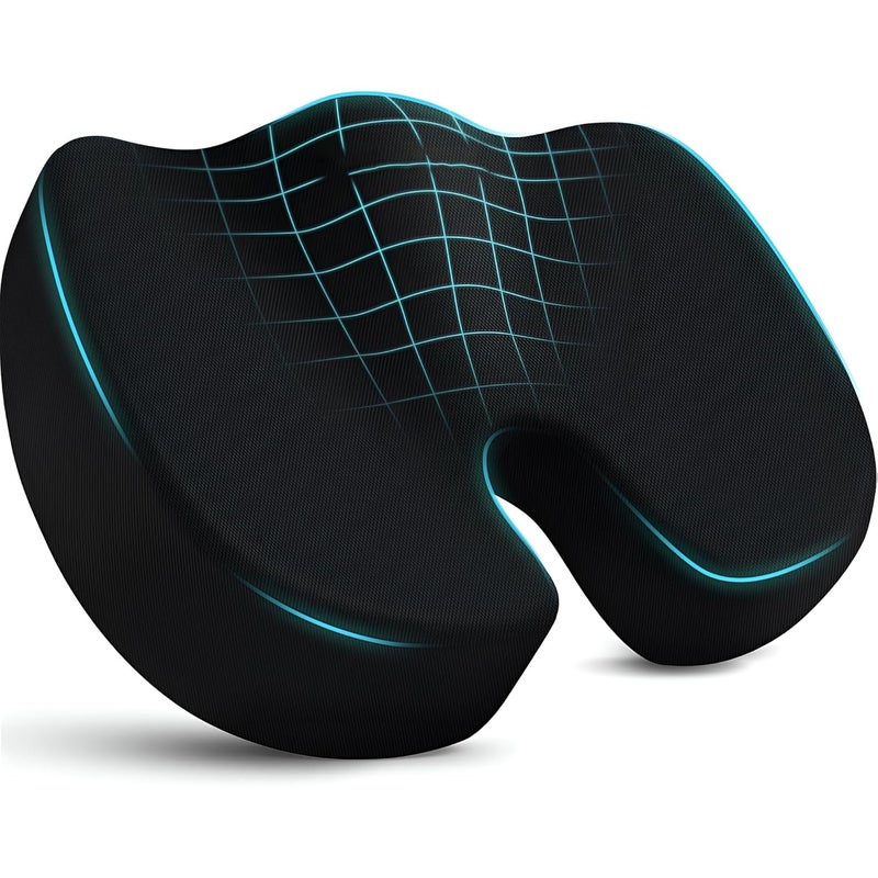 MRC EXECUTIVE CHAIRS ALWAYS INSPIRING MORE MRC Coccyx Seat Cushion for Lower BackTailbone Pain ReliefOrthopedic Memory FoamSciaticaChair Cushion for Sitting for Home Office ChairCar with 2 Years Warranty Upto 120 kg Mesh Black - Image 1