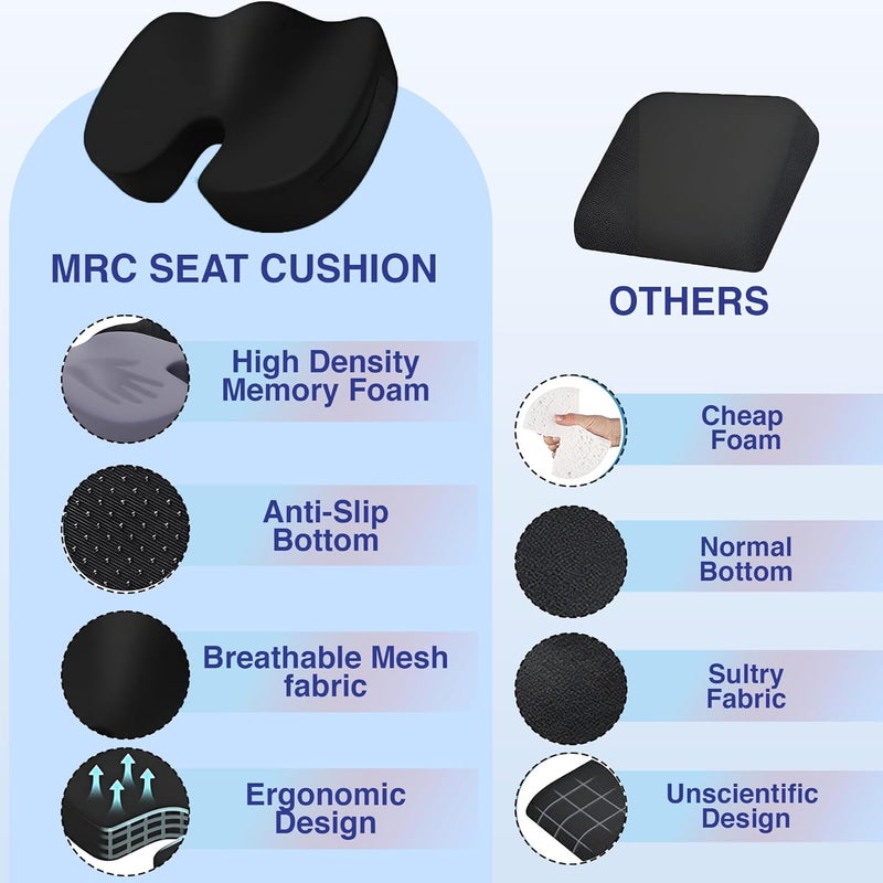 MRC EXECUTIVE CHAIRS ALWAYS INSPIRING MORE MRC Coccyx Seat Cushion for Lower BackTailbone Pain ReliefOrthopedic Memory FoamSciaticaChair Cushion for Sitting for Home Office ChairCar with 2 Years Warranty Upto 120 kg Mesh Black - Image 5
