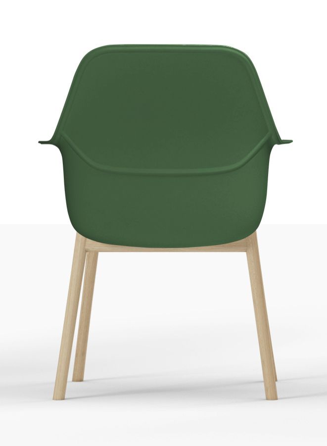 Generic Wood Leg Plastic PP Back Office Chair, Visitor Chair For Office and Home, Green - Image 3
