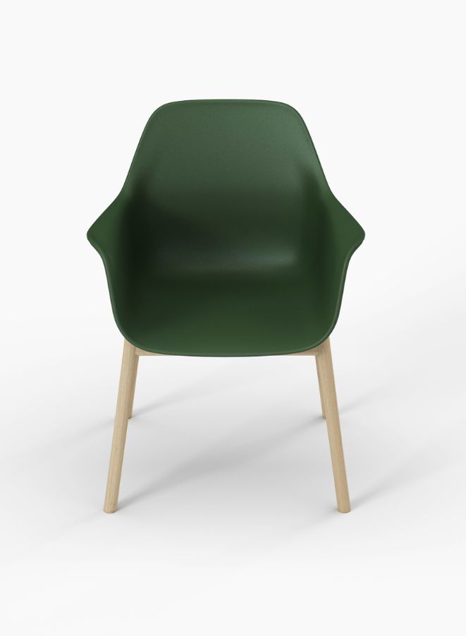 Generic Wood Leg Plastic PP Back Office Chair, Visitor Chair For Office and Home, Green - Image 2