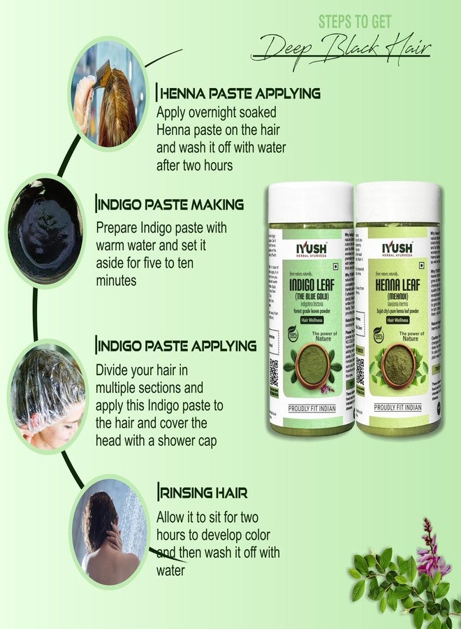 IYUSH Herbal Ayurveda Neem Powder for Face Pack and Indigo Powder Organic for Hair Color - 500gm | Hair Mask for Dry and Frizzy Hair | Hair Volume Powder | Skin Care & Hair Care | 250gm each - Image 4