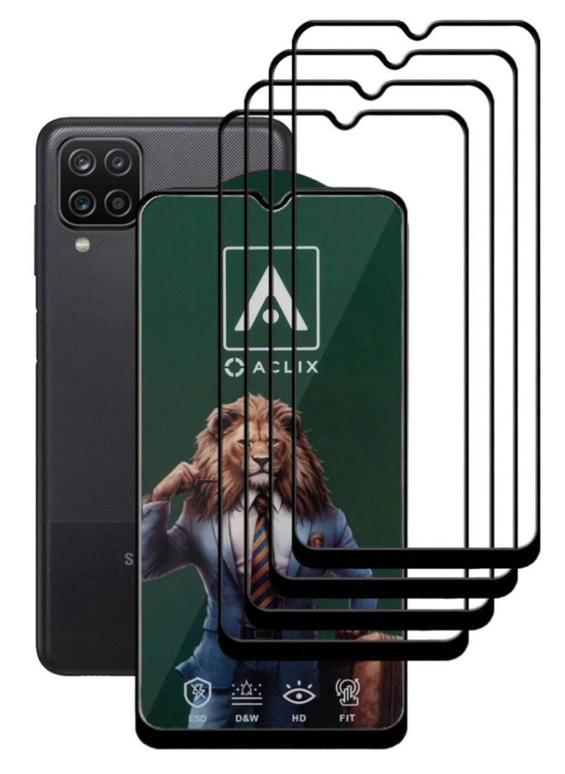 ACLIX 4 Pieces Antistatic ESD Dustproof Premium Quality High Definition Tempered Glass Screen Protector Designed For Samsung Galaxy A12 - Image 1