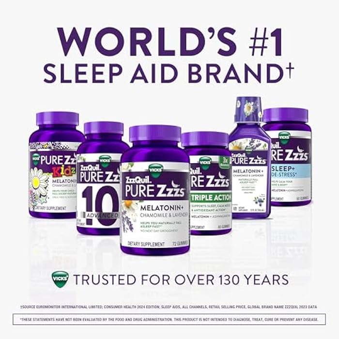 ZzzQuil Pure Zzzs ميلاتونين سريع الذوبان، ميلاتونين 10mg، مكمل مساعد للنوم، مساعدات النوم للبالغين، بنكهة الفراولة، 90 قرص ميلاتونين سريع الذوبان - Image 5