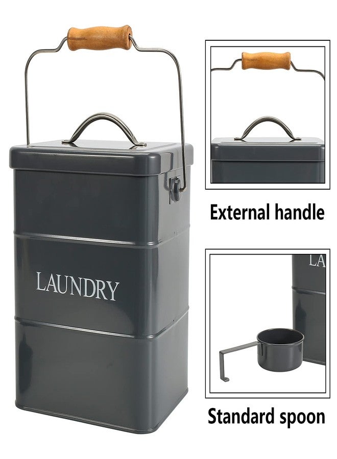 Xbopetda Laundry Powder Bin, Washing Powder Storage Tin with Scoop, Airtight Lid & Handles, Laundry Detergent Powder Storage Box - Perfect for Holding Pods Tablets Capsules Powder Detergent-Gray - Image 2