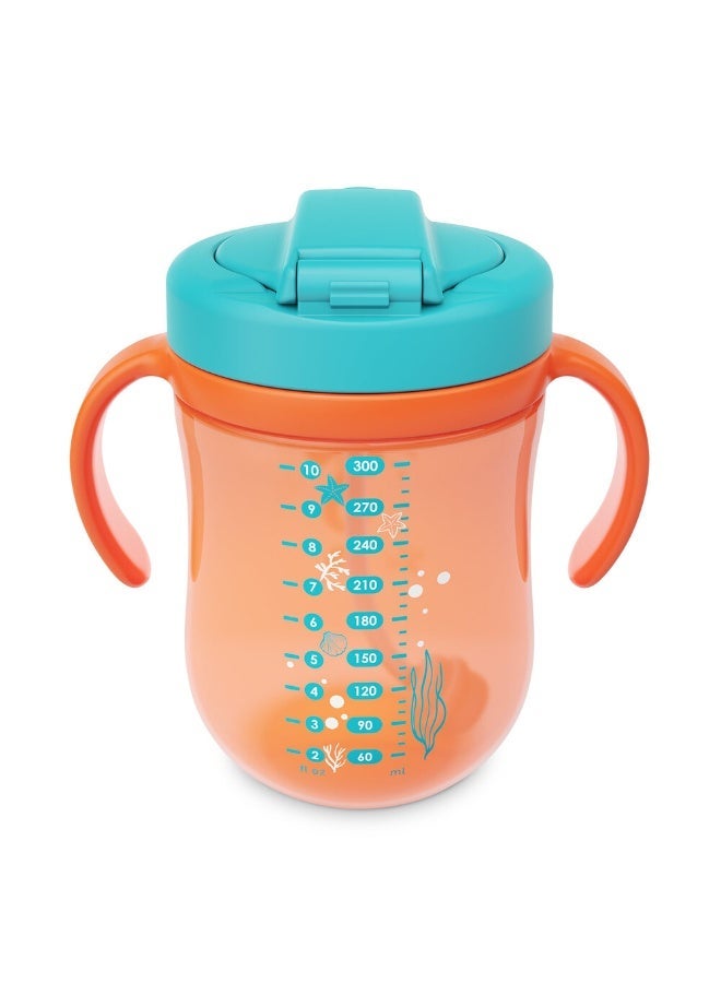 Baboo Sippy Cup with Silicone Straw and Weighted Ball for Baby 9+ Months, Non Spill Cup for Toddlers, Baby Straw Cup with Handles, Spill-Proof, Leak-Proof Soft Spout Cup 300ml (10 oz), BPA-Free (Orange) - Image 2