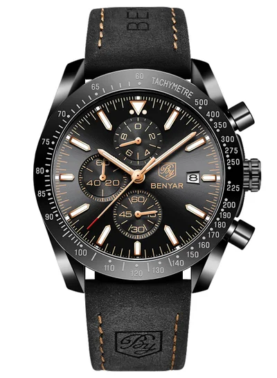 BENYAR BY BENYAR Mens Watches Analog Quartz Chronograph Waterproof Wrist Watches for Men Business Work Casual Designer Dress Watch with Calendar Elegant Gifts for Men