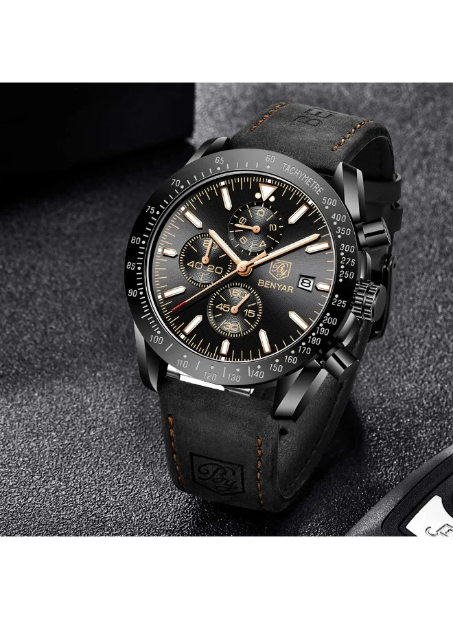 BENYAR  BY BENYAR Mens Watches Analog Quartz Chronograph Waterproof Wrist Watches for Men Business Work Casual Designer Dress Watch with Calendar Elegant Gifts for Men for Men | Best Price UAE