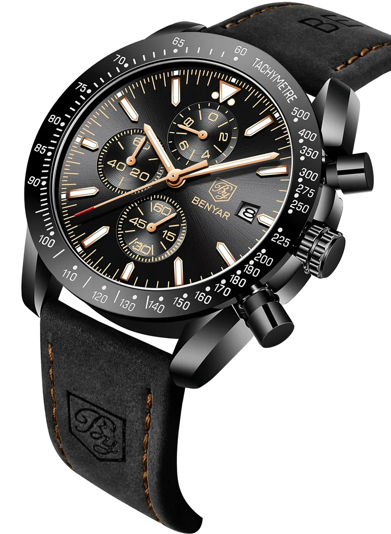 BENYAR  BY BENYAR Mens Watches Analog Quartz Chronograph Waterproof Wrist Watches for Men Business Work Casual Designer Dress Watch with Calendar Elegant Gifts for Men for Men | Best Price UAE