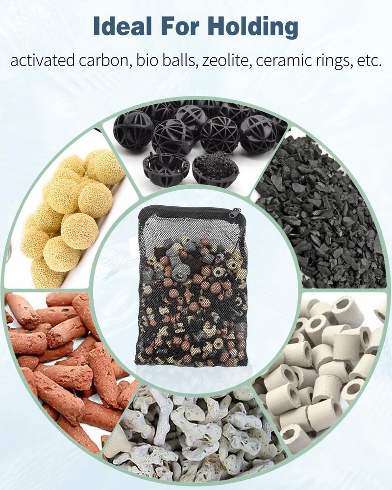 Pawfly 8 Pack Aquarium Filter Media Bags, Fish Tank Fine Mesh Bag with Plastic Zipper Aquarium Mesh Bag for Activated Carbon, Bio Filter Balls, Filter Stones, Ceramic Rings (8" x 5.5") - Image 4