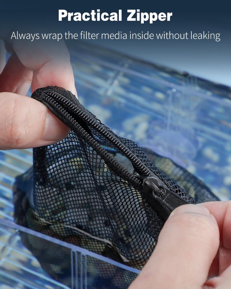 Pawfly 8 Pack Aquarium Filter Media Bags, Fish Tank Fine Mesh Bag with Plastic Zipper Aquarium Mesh Bag for Activated Carbon, Bio Filter Balls, Filter Stones, Ceramic Rings (8" x 5.5") - Image 5